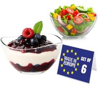 LAV Cuencos para Postres Cristal, Set 6, 310ml SIN PLOMO Cuencos de Vidrio, Cuencos de Helado, Tazones para Salsas, Ensaladera de Vidrio, Tazas para Postres, Bol Natillas
