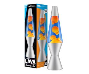 LAVA® - Lámpara Lava 2117, cera naranja, líquido azul, base y tapa plateados, original de 14,5 pulgadas. Lámpara de movimiento marca LAVA®