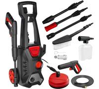 Lavaadora a presión Jukon con juego de accesorios de 9 piezas, 1600 W, caudal de 480 l/h, función de autocebado, presión máxima de 230 bares, radio de trabajo de 10 metros, limpiador de superficies pa
