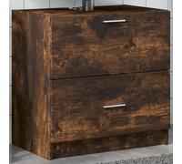 Lavabo 59x37x59 cm Madera Mecanizada Roble Ahumado | 1 cajón, 1 bolsillo, montaje en pared con sujetadores, a prueba de humedad, superficie lisa, fácil de limpiar