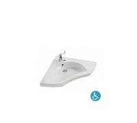 Lavabo Angular WCCARE Unisan - Porcelana Blanca 62x62x15,5 cm - Sin sifón ni válvula de desagüe