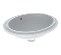 Lavabo bajo encimera ovalado VariForm de Geberit, 420x330mm, sin agujero para grifo, con rebosadero, 500749012, Color: Blanco - CM