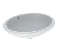 Lavabo bajo encimera ovalado VariForm de Geberit, 500x400mm, sin agujero para grifo, con rebosadero, 500.753.00.2, Color: Blanco, con KeraTect