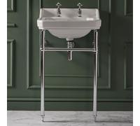 Lavabo Consola de 500mm Tradicional con 1 Agujero para la Grifería y Consola Cromada - Richmond