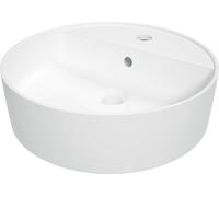 Lavabo con plato de cerámica y espacio para una grifería mezcladora