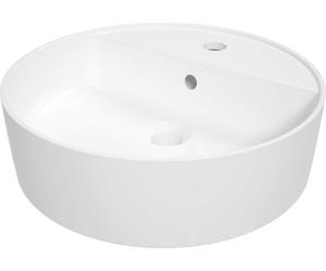 Lavabo con plato de cerámica y espacio para una grifería mezcladora
