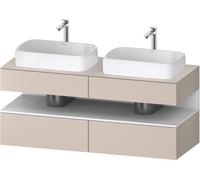 Lavabo consola Collection One de Duravit, 2 extraíbles, 2 cajones, 2 escotaduras, 1400x550x600mm, nicho blanco mate, QA4767018910010, Color: Gris topo mate/con iluminaciÃ³n de nicho