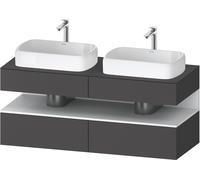 Lavabo consola Collection One de Duravit, 2 extraíbles, 2 cajones, 2 escotaduras, 1400x550x600mm, nicho blanco mate, QA4767018490010, Color: Grafito mate/con iluminaciÃ³n de nicho