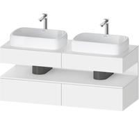 Lavabo consola Collection One de Duravit, 2 extraíbles, 2 cajones, 2 escotaduras, 1400x550x600mm, nicho blanco mate, QA4767018180010, Color: Blanco mate/con iluminaciÃ³n de nicho