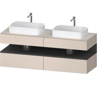 Lavabo consola Collection One de Duravit, 2 extraíbles, 2 cajones, 2 escotaduras, 1600x550x600mm, hornacina grafito mate, QA4779049830010, Color: Taupe supermatt/con iluminaciÃ³n de nicho