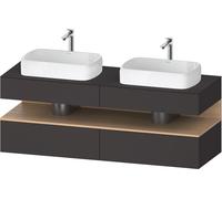 Lavabo consola Collection One de Duravit, 2 extraíbles, 2 cajones, 2 escotaduras, 1600x550x600mm, hueco roble natural, QA4779030800010, Color: Supermatt grafito/con iluminaciÃ³n de nicho