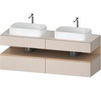 Lavabo consola Collection One de Duravit, 2 extraíbles, 2 cajones, 2 escotaduras, 1600x550x600mm, hueco roble natural, QA4779030910000, Color: Topo mate