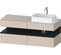 Lavabo consola Collection One de Duravit, 2 extraíbles, 2 cajones, hueco derecha, 1400x550x600mm, hueco roble negro, QA4766016830000, Color: supermatt taupe