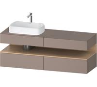 Lavabo consola Collection One de Duravit, 2 extraíbles, 2 cajones, hueco izquierda, 1600x550x600mm, hueco roble natural, QA4777030430010, Color: Basalto Mate/con iluminaciÃ³n de nicho