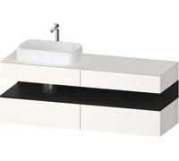 Lavabo consola Collection One de Duravit, 2 extraíbles, 2 cajones, hueco izquierda, 1600x550x600mm, hueco roble negro, QA4777016840000, Color: Supermatt blanco