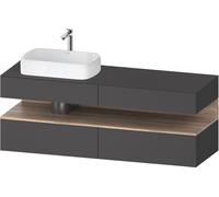 Lavabo consola Collection One de Duravit, 2 extraíbles, 2 cajones, hueco izquierda, 1600x550x600mm, hueco roble jaspeado, QA4777055490000, Color: Grafito mate
