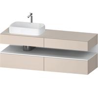 Lavabo consola Collection One de Duravit, 2 extraíbles, 2 cajones, recortable a la izquierda, 1600x550x600mm, nicho blanco mate, QA4777018830010, Color: Taupe supermatt/con iluminaciÃ³n de nicho