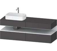 Lavabo consola Collection One de Duravit, 2 extraíbles, 2 cajones, recortable a la izquierda, 1600x550x600mm, nicho blanco mate, QA4777018490010, Color: Grafito mate/con iluminaciÃ³n de nicho
