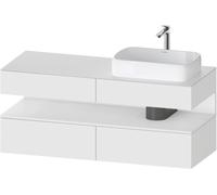Lavabo consola Collection One de Duravit, 2 extraíbles, 2 cajones, recortable derecha, 1400x550x600mm, nicho blanco mate, QA4766018180010, Color: Blanco mate/con iluminaciÃ³n de nicho