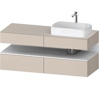 Lavabo consola Collection One de Duravit, 2 extraíbles, 2 cajones, recortable derecha, 1400x550x600mm, nicho blanco mate, QA4766018830000, Color: supermatt taupe