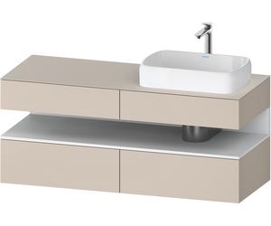 Lavabo consola Collection One de Duravit, 2 extraíbles, 2 cajones, recortable derecha, 1400x550x600mm, nicho blanco mate, QA4766018830000, Color: supermatt taupe