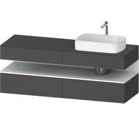 Lavabo consola Collection One de Duravit, 2 extraíbles, 2 cajones, recortable derecha, 1600x550x600mm, nicho blanco mate, QA4778018490000, Color: Grafito mate