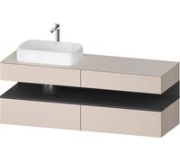 Lavabo consola Collection One de Duravit, 2 extraíbles, 2 cajones, recortable izquierda, 1600x550x600mm, nicho grafito mate, QA4777049910010, Color: Gris topo mate/con iluminaciÃ³n de nicho