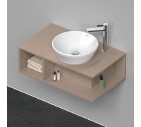 Lavabo consola Duravit D-Neo, suspendido, Compact, 800x260x480mm, 1 compartimento abierto en el lado izquierdo, DE493807575, Color: Lino mate decorativo