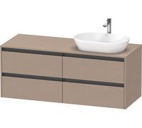 Lavabo consola Duravit Ketho.2, suspendido, corte de lavabo derecha, 1400x568x550mm, 4 cajones, K24898R75750000, Color: Lino mate decorativo