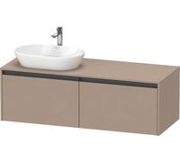 Lavabo consola Duravit Ketho.2, suspendido, corte de lavabo izquierda, 1400x459x550mm, 2 extraíbles, K24888L75750000, Color: Lino mate decorativo