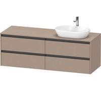 Lavabo consola Duravit Ketho.2, suspendido, recorte de lavabo derecha, 1600x568x550mm, 4 cajones, K24899R75750000, Color: Lino mate decorativo