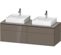 Lavabo consola Duravit L-Cube, suspendido, incluye placa consola, 4 extraíbles, para dos lavabos, 1420x482x550mm, LC4872B89890000, Color: Laca de color gris franela de alto brillo