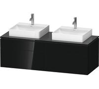 Lavabo consola Duravit L-Cube, suspendido, incluye placa consola, 4 extraíbles, para dos lavabos, 1420x482x550mm, LC4872B40400000, Color: Laca negra de alto brillo
