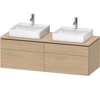 Lavabo consola Duravit L-Cube, suspendido, incluye placa consola, 4 extraíbles, para dos lavabos, 1420x482x550mm, LC4872B71710000, Color: Roble mediterráneo Chapa de madera auténtica