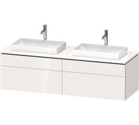 Lavabo consola Duravit L-Cube, suspendido, incluye placa de consola, 4 extraíbles, para dos lavabos, 1620x482x550mm, LC4873B85850000, Color: Laca blanca de alto brillo