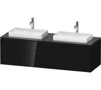 Lavabo consola Duravit L-Cube, suspendido, incluye placa de consola, 4 extraíbles, para dos lavabos, 1620x482x550mm, LC4873B40400000, Color: Laca negra de alto brillo