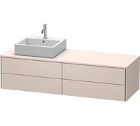 Lavabo consola Duravit XSquare, suspendido, 4 cajones, lavabo a la izquierda, 1600x400x548mm, XS4914L8383, Color: Decoración supermate color topo