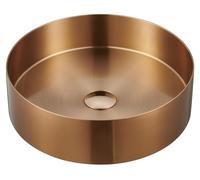 Lavabo de acero inoxidable Sapho AURUM, diámetro 38 cm, incluye desagüe, acabado cobre mate