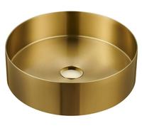 Lavabo de acero inoxidable Sapho AURUM, diámetro 38 cm, incluye desagüe, acabado dorado mate