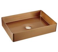 Lavabo de acero inoxidable Sapho AURUM, para encastrar, 50x35,2 cm, incluye desagüe, acabado cobre mate