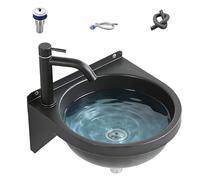 Lavabo de Baño de Tamaño Pequeño Lavabo Semi-Circular Lavado | Lavabo de ducha para baño, aseo, hotel, cocina, vanidad, lavandería, restaurante, m