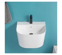 Lavabo de baño Fregadero de baño blanco 20.0 x 17.1 in, montaje en pared, lavabo cerámica suspendido, artístico for, gabinete tocador (drenaje emergente y grifo no incluidos) Encimera