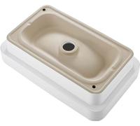 Lavabo de baño semiempotrado, rectangular, de cerámica blanca, con un tamaño de 490 x 305 mm y un orificio de desagüe de 45 mm. Lavabo moderno para encastrar, ideal para baños con poco espacio
