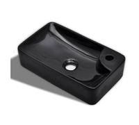 vidaXL Lavabo de cerámica para baño con agujero para grifo negro