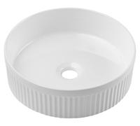 Lavabo de cerámica, forma redonda, 36x36 cm, color blanco brillante
