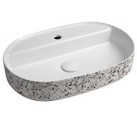 Lavabo de cerámica Isvea INFINITY OVAL, diseño ovalado, para encimera, 60x40 cm, acabado terrazzo - 10NF65060-2L-TRZ