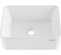 Lavabo de cerámica moderno, rectangular, de 16" x 12", para encimera de tocador de baño, color blanco