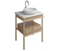 Lavabo de cerámica Mya de burgbad con mueble bajo lavabo, 650mm, SFKH065F3191C0037, Color: Roble Naturaleza