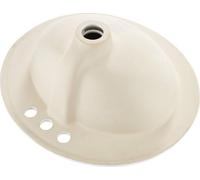 Lavabo de cerámica ovalado blanco, semiempotrado, de 485 x 425 mm, con orificio de desbordamiento y 3 orificios para grifos. Ideal para lavamanos modernos en baños con espacios reducidos