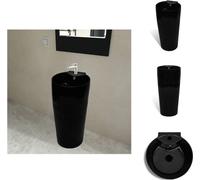 Lavabo de cerámica para encimera con grifo/orificio de desbordamiento, de color y forma redonda - Lavabo para baño